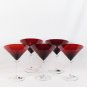 Circleware Set of 5 Red Martini Cocktail Vodka Glasses Clear Stem 7"