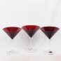 Circleware Set of 5 Red Martini Cocktail Vodka Glasses Clear Stem 7"