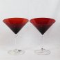 Circleware Set of 5 Red Martini Cocktail Vodka Glasses Clear Stem 7"