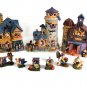 Halloween 11 Pc Ceramic Village Set Haunted Barn Lighted House Ghost Bats NEW