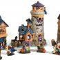 Halloween 11 Pc Ceramic Village Set Haunted Barn Lighted House Ghost Bats NEW