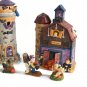 Halloween 11 Pc Ceramic Village Set Haunted Barn Lighted House Ghost Bats NEW