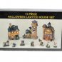 Halloween 11 Pc Ceramic Village Set Haunted Barn Lighted House Ghost Bats NEW