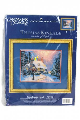 Candamar Thomas Kinkade Stonehearth Hutch House Snow Counted Cross Stitch NEW