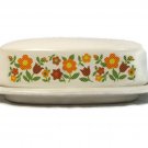 McCoy Covered Butter Dish Mid Century White Floral Daisy Chain Heavy Pottery