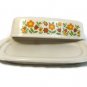McCoy Covered Butter Dish Mid Century White Floral Daisy Chain Heavy Pottery