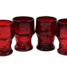 Set of 4 Viking Georgian Ruby Heavy Glasses Honeycomb Flat Tumbler 10 Oz