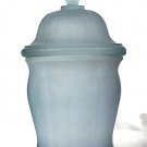 Indiana Frosted Blue Satin Glass Canister Wide Apothecary Jar Lidded 10"