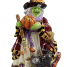 Signature Home Collection Witch w/ Broom Figurine Cat Pumpkin 11.5