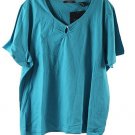 Liz Claiborne Blue Women's Short Sleeve Top Blouse Pullover 3X 025