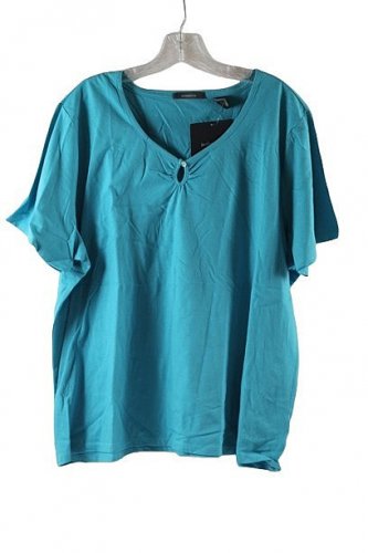 Liz Claiborne Blue Women's Short Sleeve Top Blouse Pullover 3X 025