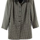 Dana Buchman Brown Black Women's Houndstooth Blazer Leather Collar Size 16