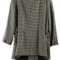 Dana Buchman Brown Black Women's Houndstooth Blazer Leather Collar Size 16