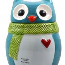 St Nicholas Square Blue Ceramic Heart Owl Cookie Jar Handpainted