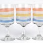 Vintage Retro Set of 7 Pastel Striped Stemmed Water Wine Glasses 12 Oz