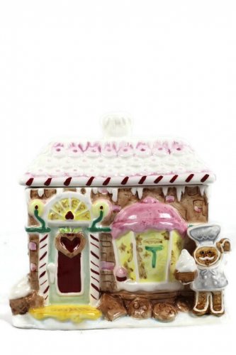 Schmid 1993 Gingerbread Junction Ceramic Ginger Snap Jar 42010
