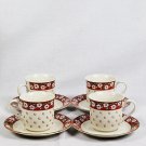 Charlton Hall by Kobe Poinsettia 8 Piece Porcelain Cup & Saucer Set