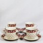 Charlton Hall by Kobe Poinsettia 8 Piece Porcelain Cup & Saucer Set