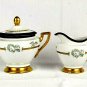 Haas & Czjzek 1792 Schlaggenwald Creamer & Sugar Bowl Floral White Gold Trim