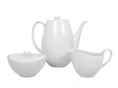 James Chatelaine Teapot Sugar Bowl Creamer China Set Snow White Bavaria Germany