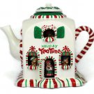 Mr Christmas Animated Musical Holiday Tea Time Ceramic Peppermint Teapot 9"