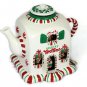 Mr Christmas Animated Musical Holiday Tea Time Ceramic Peppermint Teapot 9"