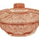 Vintage Kig Malaysia Pink Depression Glass Candy Nut Dish Lidded Rose & Heart Vintage Kig Malaysia Pink Depression Glass Candy Nut Dish Lidded Rose & Heart