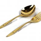 Community Set of Serving Fork & Spoon Golden Lasting Rose Electroplate