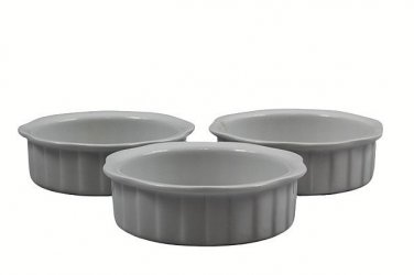 Dean Jacobs Set of 3 White Creme Brulee Porcelain Ramekins 5 1/2 Oz