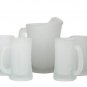 Tiara Indiana Glass Set of 4 Frosted Tankard Mugs & Pitcher Patio Beverage Set