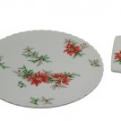 Mikasa Bone China Poinsettia 82097 Cake Plate & Server Set w/ Original Box
