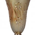 Jeanette Carnival Glass Peach Opal Iris & Herringbone Footed Flower Vase 9" H