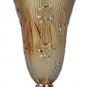 Jeanette Carnival Glass Peach Opal Iris & Herringbone Footed Flower Vase 9" H