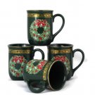 Otagiri Gibson Season's Greetings Set of 4 Green Christmas Wreath Cups Mugs 8 Oz Otagiri Gibson Season's Greetings Set of 4 Green Christmas Wreath Cups Mugs 8 Oz
