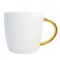 Starbucks 2015 Coffee Tea Mug Cup Ceramic Snow White Large Gold Handle 14 Oz