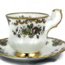 Royal Dover Bone China Floral Gold Trim Teacup Saucer Set