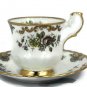 Royal Dover Bone China Floral Gold Trim Teacup Saucer Set