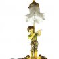 J B Hirsch Pair of  Figural Table Lamps Girl with Violin & Boy with Flute Cherub