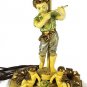 J B Hirsch Pair of  Figural Table Lamps Girl with Violin & Boy with Flute Cherub