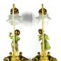J B Hirsch Pair of  Figural Table Lamps Girl with Violin & Boy with Flute Cherub