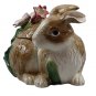 Fitz &Floyd Bunny Rabbit Lid Ceramic Cookie Jar Easter Spring Floral Majolica