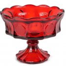 Vintage Ruby Red Coin Glass by Fostoria Round Footed Compote Bowl 7"