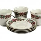 Centurion Collection Incomplete Set of Teacups & Saucers 7Pcs Holly Red Ribbon