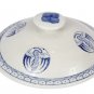 Vtg Pier One Asian Pottery Rice Serving Bowl with Lid White Blue Crane Design
