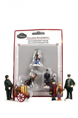 Dept 56 & Cobblestone Corners Holiday Travelers & Village Maquett 6 Mini Figures