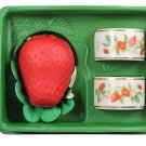 Vintage Avon Two Strawberry Porcelain Napkin Rings & One Strawberry Guest Soap