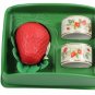 Vintage Avon Two Strawberry Porcelain Napkin Rings & One Strawberry Guest Soap
