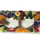 Square Ceramic Platter Server Dish Autumn Fall  Vegetable Harvest Orange Yellow