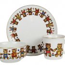 Vintage 1985 Action Set of 3 Child's Stoneware Serving Plate Circle of Bears