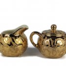 VTG McCoy Art Pottery Sunburst Bright Gold 24 Karat Gold Creamer & Sugar Bowl VTG McCoy Art Pottery Sunburst Bright Gold 24 Karat Gold Creamer & Sugar Bowl